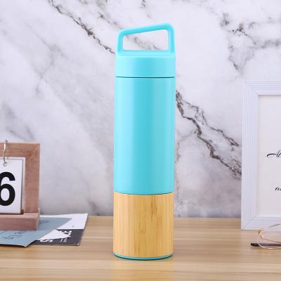 China PORTABLE Reusable Vacuum Stainless Steel Tangy Bamboo Water Bottle With Lids for sale