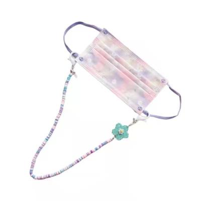 China Cute Flower Lanyard Candy Color Soft Pottery Lanyard Necklace Strap For Promotion Cartoon Mask for sale