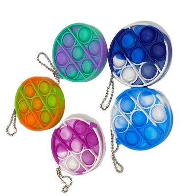 China 2021 Souvenir Gifts Silicone Jumping Sound Key Chain Rainbow, Mini Simple Dimple Push Pop Up Key Chain Set Mini Bubble Fidget Sensory Toy for sale