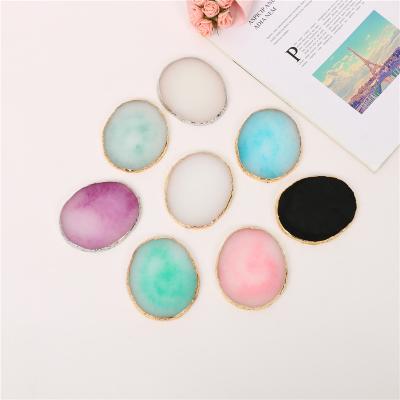 China Europe Round Resin Agate Pattern Coaster With Cork Base Marble Surface Pattern Cups Place Mats For Home Decor for sale