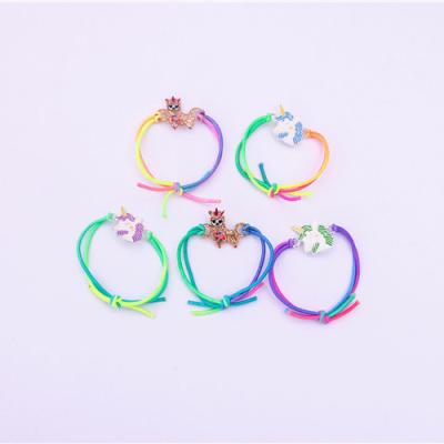 China Cute Cute Animal Cute Couples Cute Handmade Friendship Unicorn Alloy Cartoon Elastic Band Small Elastic Band Bracelet for sale