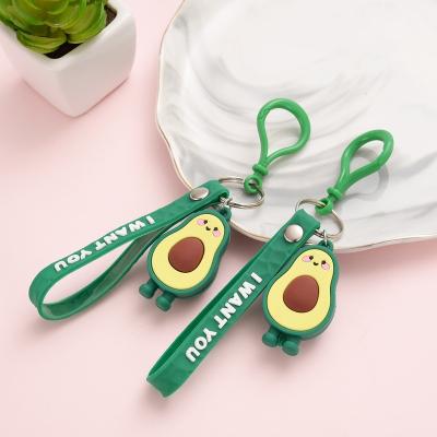 China New 3D Cartoon Souvenir Gifts Cute Silicone Plastic Soft Avocado Key Chain For Backpack Pocket for sale