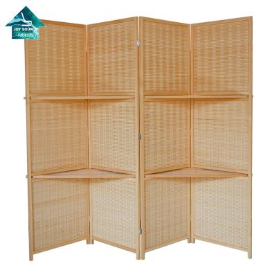 China 4 Screen Eco-friendly Modern Bamboo Decorative Movable Wooden Leaf Furniture Folding Room Divider for sale