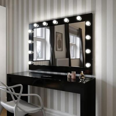 China Adjustable Modern Dressing Table Furniture Black Mirrored Dress Table (Other) With LED Light for sale