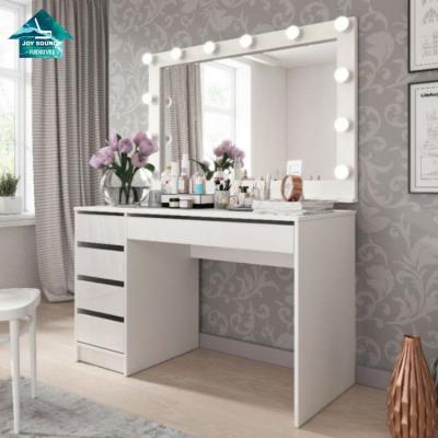 China Simple Designs Of Wooden White Wood Mirror Almirah Dressing Table With Drawer for sale