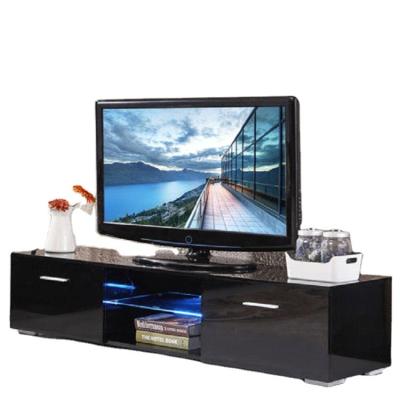 China (Height)Adjustable Modern Custom Design High Gloss Melamine Particle Board Doors 2 TV Rack For TVs Up To 60