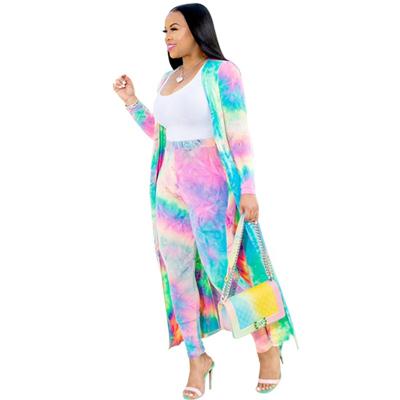 China Washable Rainbow Color 2 Pieces Plus Size Ladies Casual Dress Coat And Pants Women Suit for sale