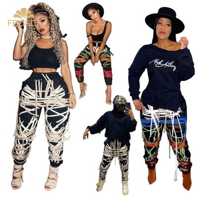 China New Style Anti-Static XL Pants Comfortable Bandage Patchwork Pants With Sports Lace for sale