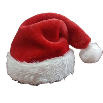 China Fashion Red Christmas Ornament Stuffed Plush Adult Heavy Christmas Hat for sale