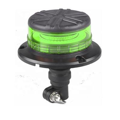 China Aluminum & DC Rotating Flashing Light 12V 24V DIN Pole Green Truck LED PC Lens Flexible Beacon Mount DC for sale