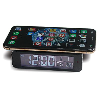 China Mobile Phone USB DC 5V 1A 2 In 1 Desk Clock Wireless Charger for sale