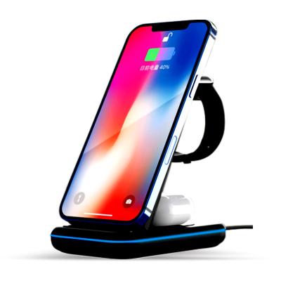 China Anti-skid and fast charger for best smartphone desktop 3 in 1 15W fast wireless charger for smartphone and watch and earphone for sale