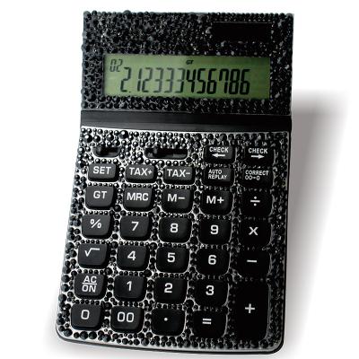 China Large Size 12 Digit Dual Power Desktop Calculator Desktop Calculator General Purpose Tilt Display with Shining Crystal for sale