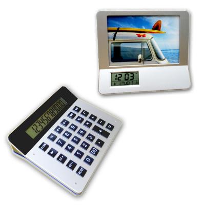 China General Purpose Calculator 3 in 1 12 Digit Photo Frame Multifunctional Desktop Calculator with Digital Calendar for sale