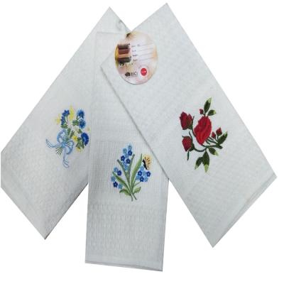 China 2019 Design Sustainable Kitchen Towel With Flower 100%cotton Material Logo Embroidery for sale