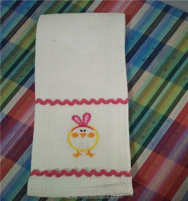 China Hallowmas Waffle Embroidery Dish Cloth Cotton Tea Towel Viable 100% Kitchen Towel for sale