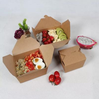 China Factory Direct Sales Recyclable Customized Disposable Kraft Paper Food Packaging Take Away Paper Box for sale