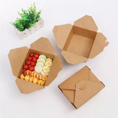 China Factory direct sales recyclable custom logo printing food take away food grade brown kraft paper lunch box for sale