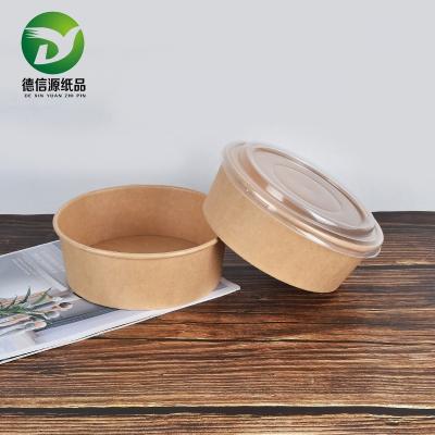 China Customized Logo Greaseproof Printed For Take Out Food Bowl Wrapping Paper Salad Bowl With PE Lid for sale