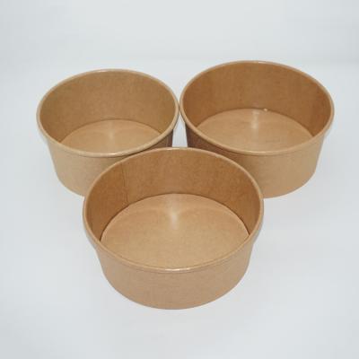 China Greaseproof High Quality Wrapping Take Out Food Salad Bowl With Lid Around Kraft Paper Bowl for sale