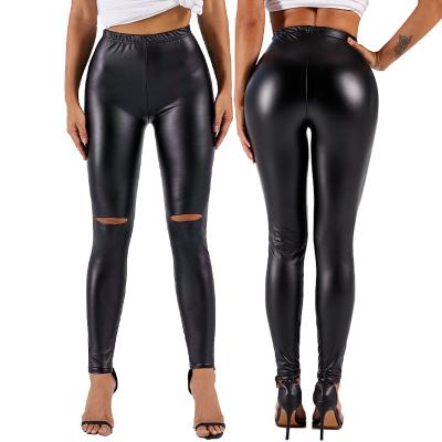 China 2021 fashion gym casual black fitness compression fluid QUICK DRY shiny women leather pants for sale