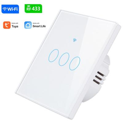 China Smart phone app control wholesales factory price wireless wall switch rf 433mhz control touch switch for home automation for sale