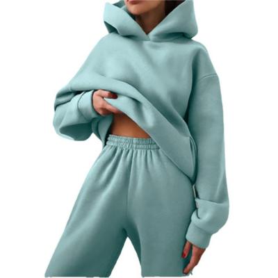 China Fashion Anti-Wrinkle Suit Sudadera Long Sleeve Solid Color Women Jacket Hoodies Pants Two Piece Set Sweatshirt Casual Jacket Hoodie for sale