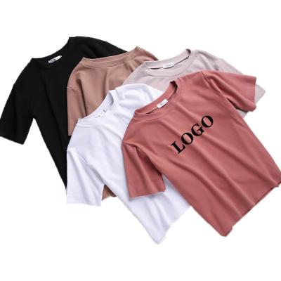 China Custom Anti-wrinkle Vintage Cotton Soft Clothes Stitch Blank T-shirts Women's T-shirts Women's Plain T-shirts for sale