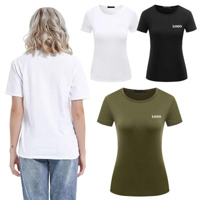 China Wholesale Plain T-shirts Women Customized Anti-wrinkle 160gsm 100% Cotton T-shirt Logo Printed Blank for sale