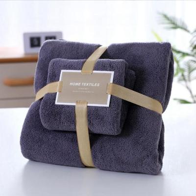 China Child-Proof 16 Colors Optional Wholesale Adult Microfibre Towel Set Home Hotel Coral Fleece Bath Towel Microfiber Towel Sets for sale