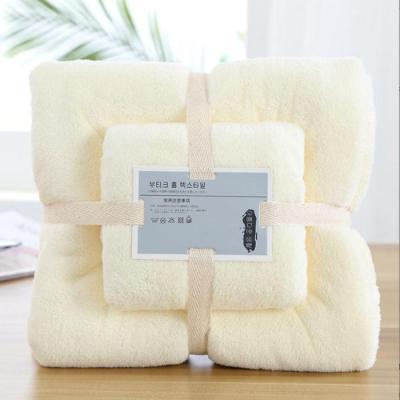 China Child-Proof Wholesale Custom Embroidered Logo Coral Fleece Bath towel Soft Towel Sets with free samples for sale