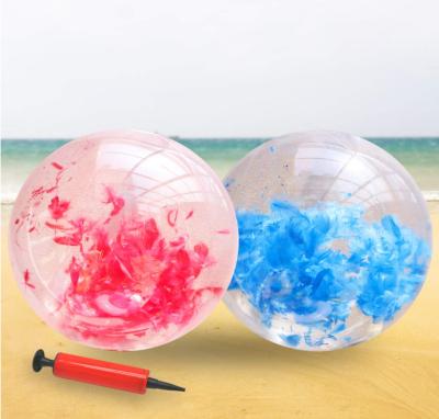 China Toy Inflatable Beach Ball Filled inflatable with feather pool toys for summer gifts for sale