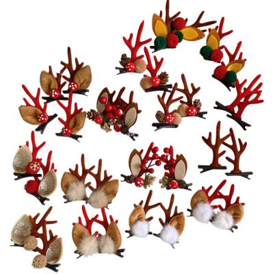 China 2021 Party Baby Reindeer Antlers Hair Pins Christmas Hair Clip Kids Christmas Hair Accessories for sale