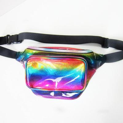 China Water Proof Cross - Body Women Chest Bag Rainbow Laser Sports Bag Pu Leather Waist Bag for sale