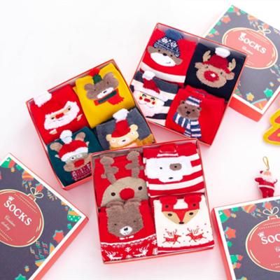 China Eco-friendly Women Squeeze Cartoon 4 Piece Set Funny Gift Box Christmas Socks for sale