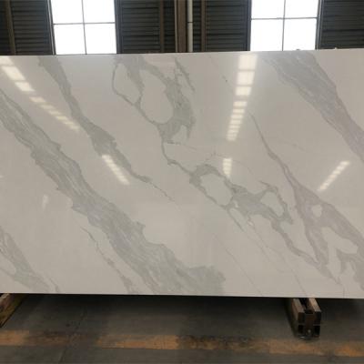 China Cararra Modern White Artificial Stone Quartz Slab For Kitchen Countertops Factory Supplier for sale