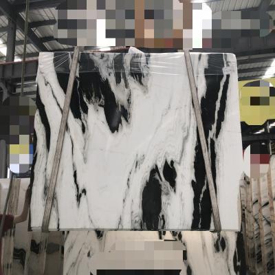 China Panda white marmo natural stone polished marble for slab customized cut to size tile with black veins hotel project household SSSX price for sale