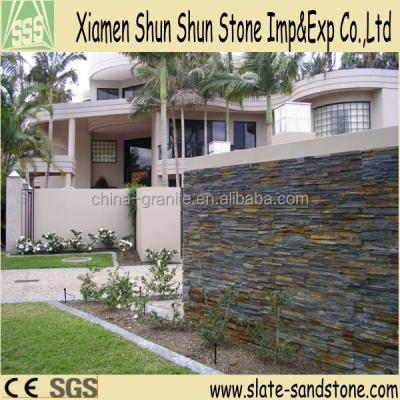 China Hot Selling Design Culture Yellow Slate Panels Tiles For Wall Cladding 15x60cm Or Customized for sale