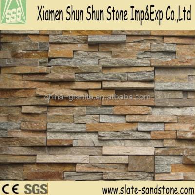 China New Year Popular Culture Yellow Slate / Quartz For Wall Cladding 15x60cm Or Customized for sale