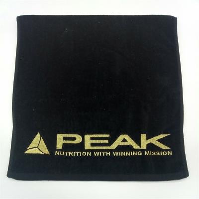 China 100% Black Custom Embroidery Promotional Velvet QUICK DRY Cotton Logo Small Hand Face Towel for sale