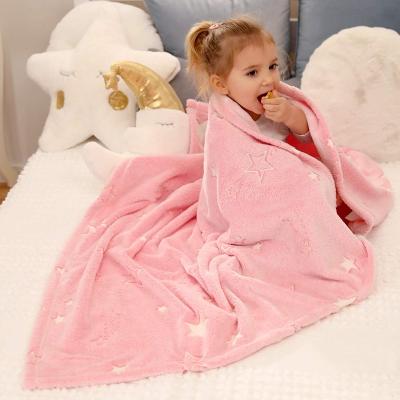 China HOT custom winter pattern unique glow in the dark throw flannel fleece receiving blanket for kids for sale