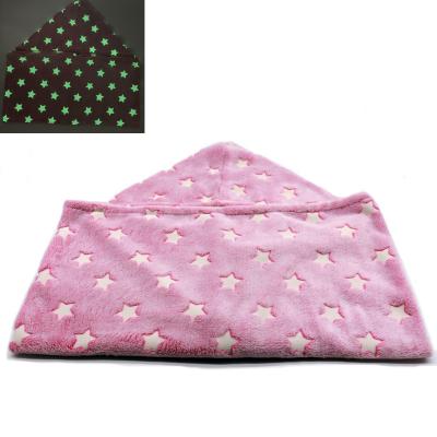 China Baby Wearble Hoodie Eco-Friendly Anti-Static Flannel Soft Glow Hooded Glow in Dark Blankets for Kids for sale