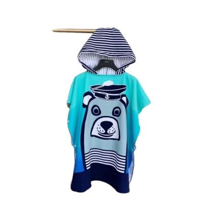 China Compressed Digital Children Cartoon Wholesale Microfiber Towel Hoodie Custom Printed Poncho for sale