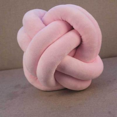 China Non-toxic Fashion New Design Round Two Tubes Velvet Ball Knot Handmade Pillow For Sofa Round Ball Pillow for sale