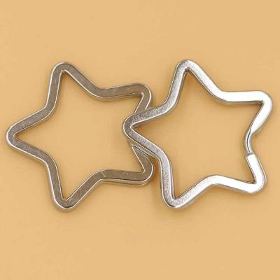 China Cheap Metal Star Shape Metal Small Flat Split Wholesale Keychain Accessories Key Chain for sale