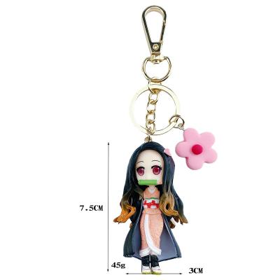 China Flower Car Pendant Key Ring Gift Demon Slayer Blade Unisex Korean Handmade Key Chain Key Chain for sale