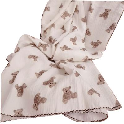 China Cartoon Stocked Bear With Lace Baby Bath Towel Air Conditioning Cover Baby Blanket for sale