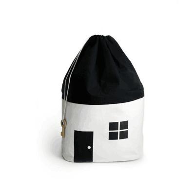 China House Storage Bag Baby Cotton Canvas Beam Toy Black And White Hanging Hanging Bag for sale