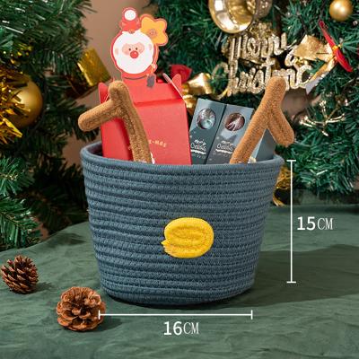 China Desktop Storage Box Christmas Cotton Storage Basket Bedside Storage Basket Handwoven Sundries Collection Accept Basket for sale