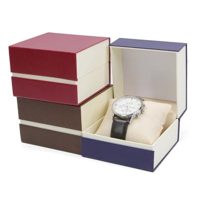 China Jewelry Packaging Three Color Leather Filled Watch Case High Quality Walnut Pick Up Luxury Cases Walnut Color Custom Logo Watch Box for sale